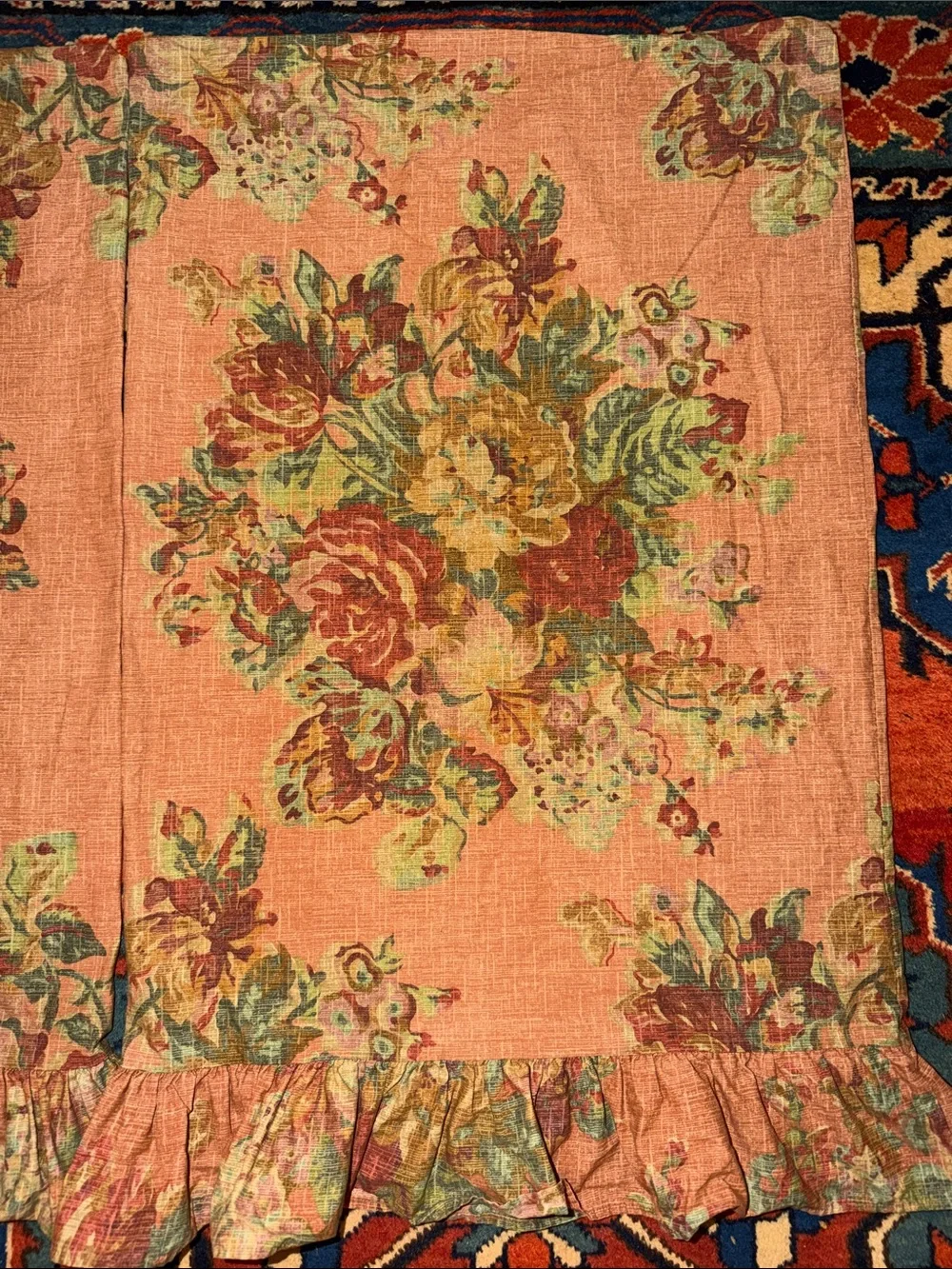 Vintage 1980s Ralph Lauren MAURA Pair Standard Pillowcases Ruffled Floral Pair